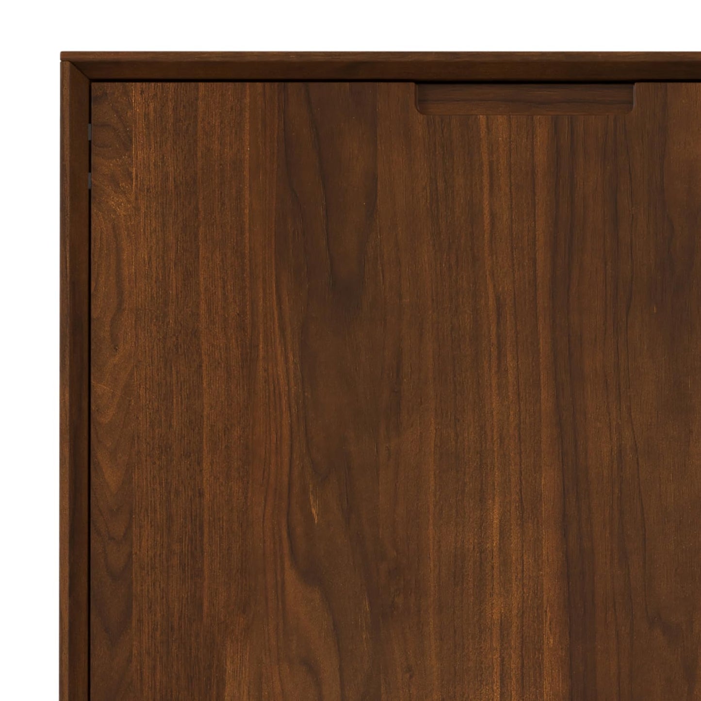 SIMPLIHOME Banting Buffet - 58 inch Wide Solid Wood 3-Door Sideboard Buffet in Natural Walnut, Mid-Century Modern Cabinet for Dining Room or Kitchen with Adjustable Shelves and Metal Base