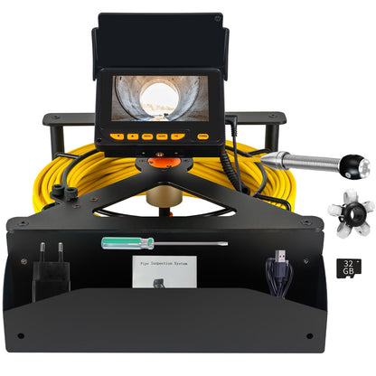 Sewer Camera 100FT,Waterproof JQKJCAM Plumbing Sewer Drain Snake Camera w/Light,4.3'' HD 32GB DVR Screen,Distance Counter,3.5''Roller Guide,17MM Sewer Scope for>=1'' Pipe Line Duct Inspection