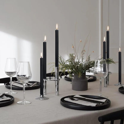 Dripless Taper Candles Unscented Black Long Taper Candles Smokeless 10 Inch Roman Column Design Dinner Candlesticks for Home Decoration Halloween Gifts(2Pcs)
