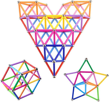 308 Pieces Magnetic Building Blocks Toys Magnet Construction Build Kit Education Toys 3D Puzzle for Kids Playing Stacking Game with Magnetic Bricks and Sticks Color Random