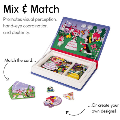 Janod MagnetiBook 63 pc Magnetic Princess Costumes Dress Up Game - Ages 3+ - J02725