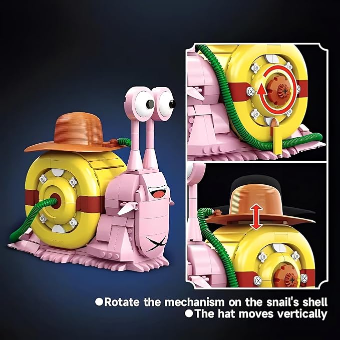 Snail Figure Building Blocks Set - 573 Piece One Pink Creative Anime Phone Bug Japanese Manga Toy for Decor Birthday Gifts for Fans