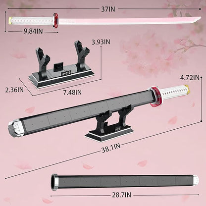 39inch Demon Sword Building Sets Tsuyuri Kanao Swords Set with Scabbard and Stand Demon Katana Building Blocks Anime Sword Sets for Adults and Anime Fans (706PCS)
