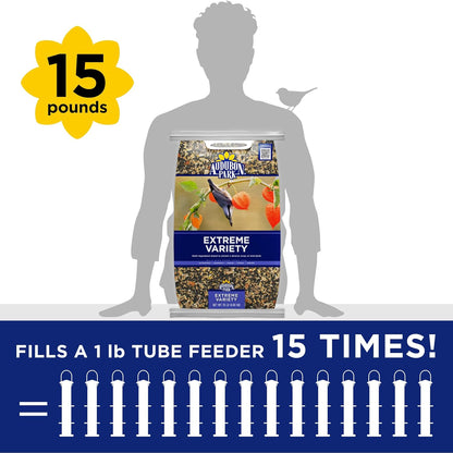 Audubon Park Wild Bird Seed - Extreme Variety Blend for Outdoor Feeders | 15 lb Bag
