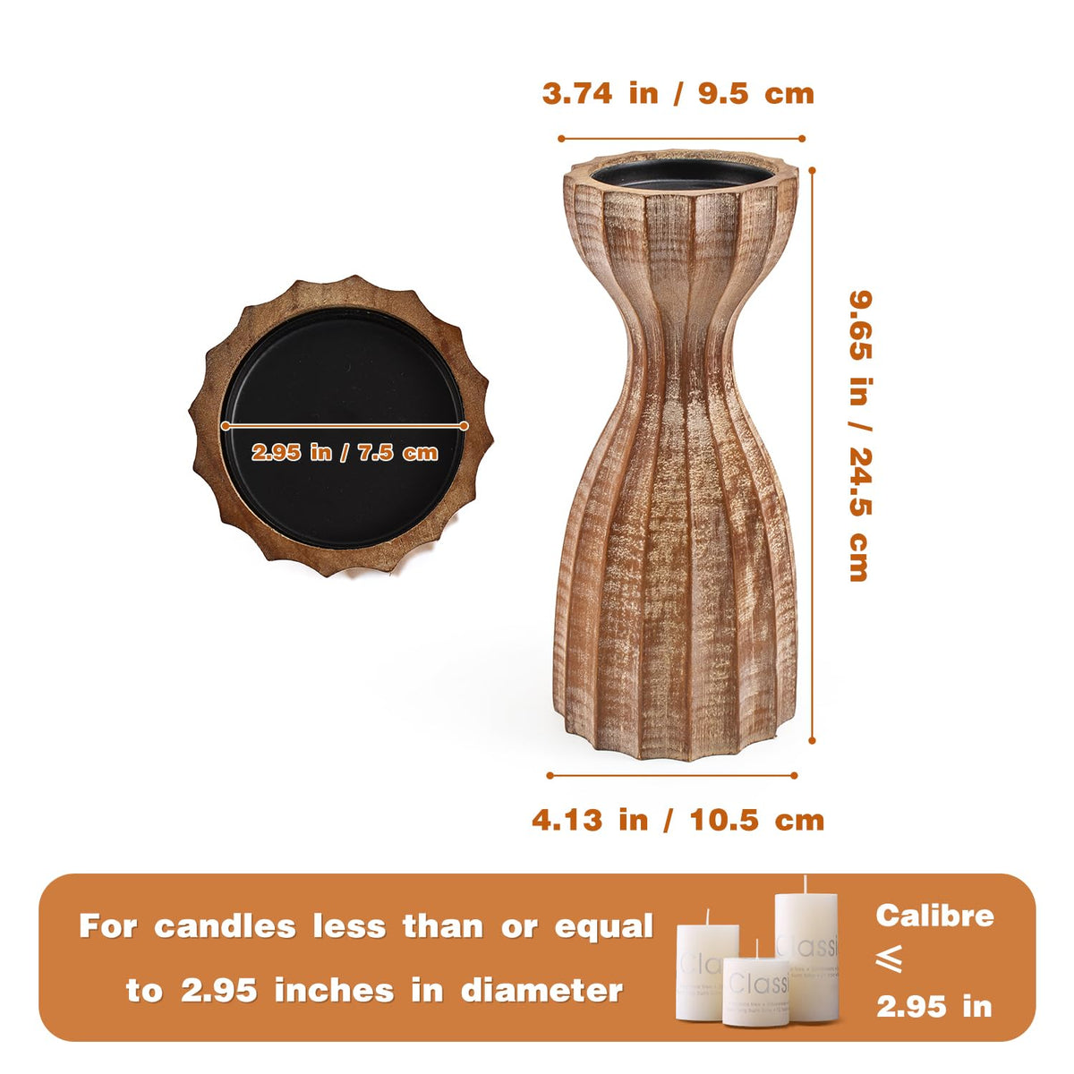 Wood Candle Holders for Pillar Candles Wooden Candlestick Holder Unique Angular Design Home Decer with Solid Wood High-End Retro Farmhouse Style (Retro Wave)