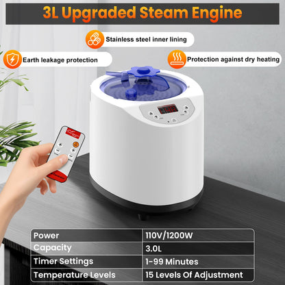 iTHERAU Infrared Home Steam Sauna Box, Portable Personal Sauna at Home with 660nm 850nm Red Light Therapy Lamp, 3L Steamer, Folding Chair, 15 Levels, Full Body Steam Saunas Room for Relaxation