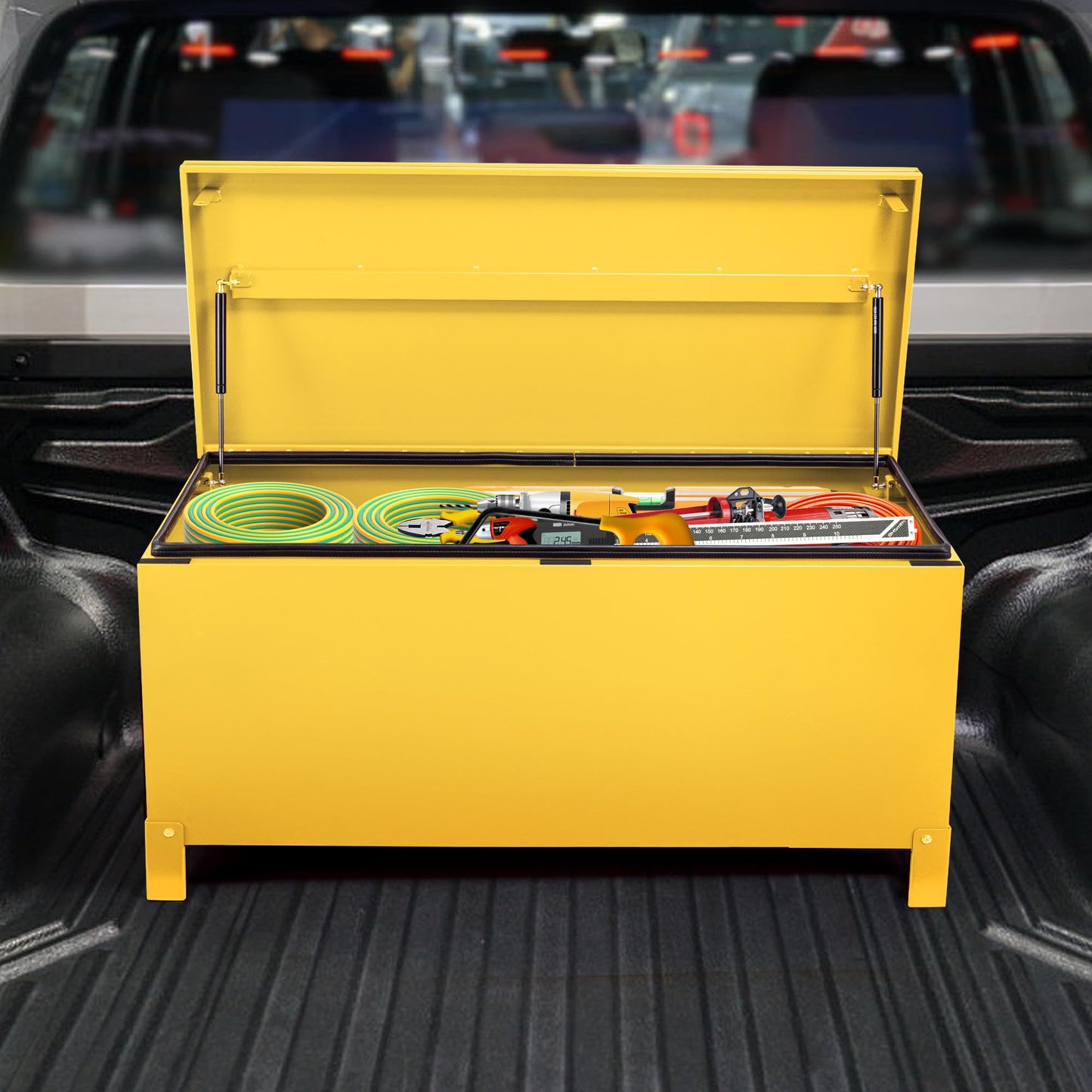 Garvee Steel Truck Bed Toolboxes 48'' Jobsite Storge Box Heavy Duty Steel Jobsite Tool Chest XXL Large Deck Truck Bed Box (48 Inch/Yellow)