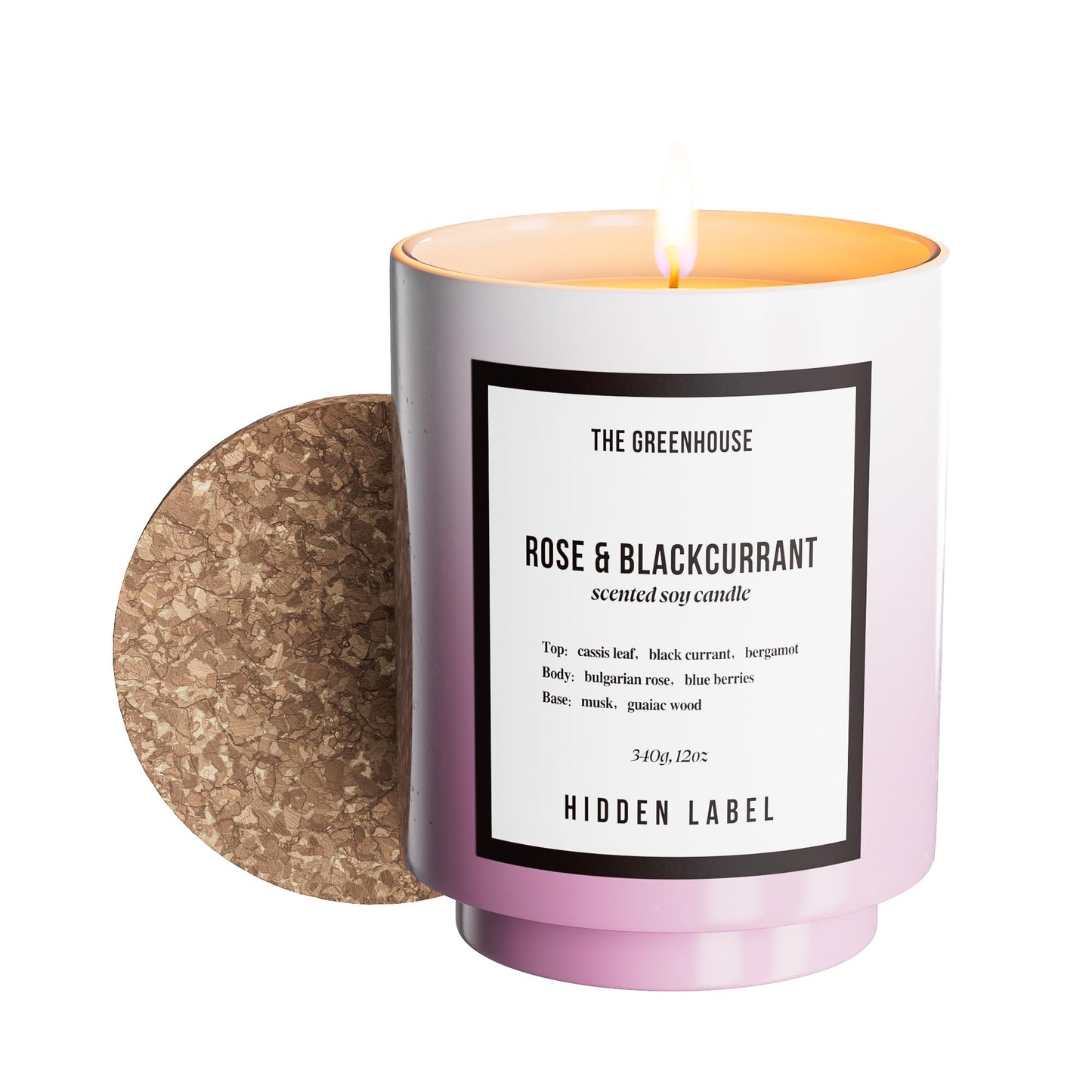 Rose Blackcurrant Candle, 12oz Natural Soy Wax Non Toxic Scented Candle 75 Hours, Bulgarian Rose & Cassis Essential Oil Aromatherapy Candle, Long Lasting Jar Candle Gift for Women