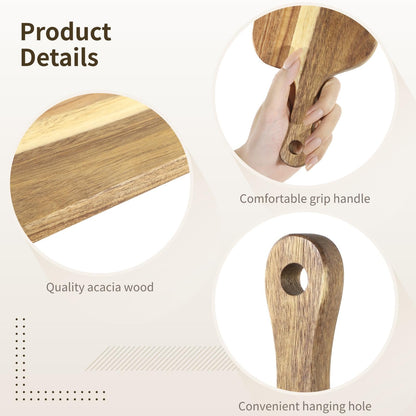 12 Pcs Wood Cutting Board Set with Handle, Acacia Wood Charcuterie Board, Small Size Long Wooden Charcuterie Board Paddle Cheese Board Serving Boards for Kitchen Meat, Pizza,Chees, 16.1×4.7", 15×7.5"