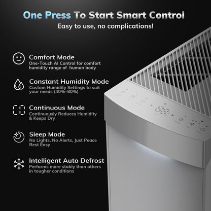 AEOCKY 74 Pint/D Energy Star Version 6.0 Dehumidifier, 4500 Sq.Ft Smart Compressor Dehumidifier with Drain Hose, Intelligent Humidistat,for Basement,Bedroom,Home,Bathroom