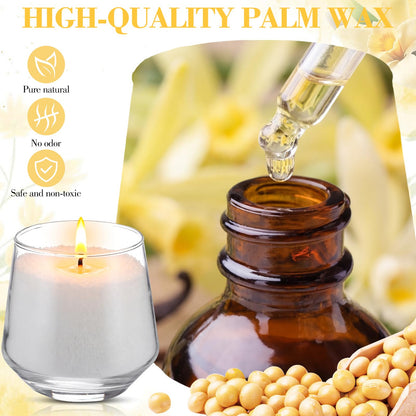 Conelist 1lb Vanilla Pearled Candle Sand Wax Set Customized Powder Making Candles Refill Kit Palm Wax All Natural Non Toxic with 10 Wicks for Gifts DIY Making