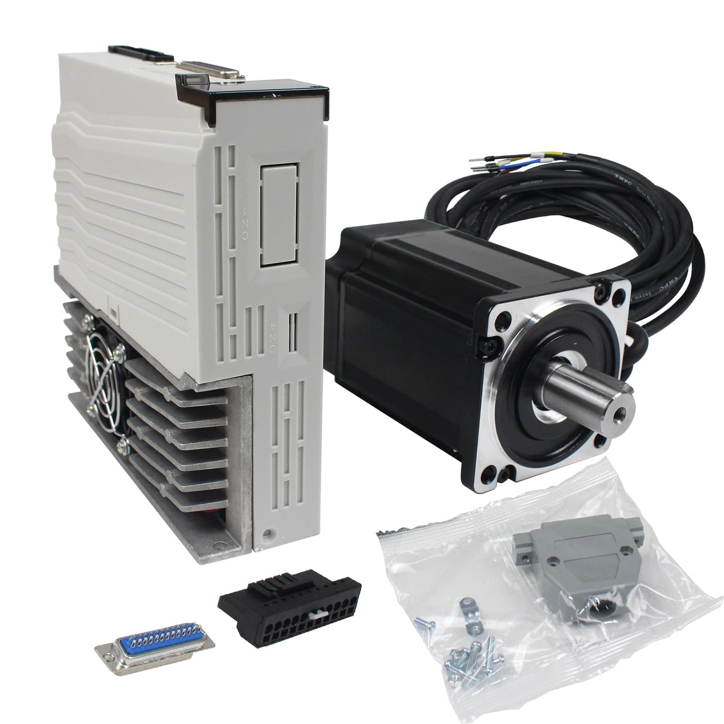 RATTMMOTOR YPMC-1000W 220V Servo Motor Kit with Servo Motor Driver, CNC Controller Kit for CNC Engraver Milling Machine/Robot (Without Brake)