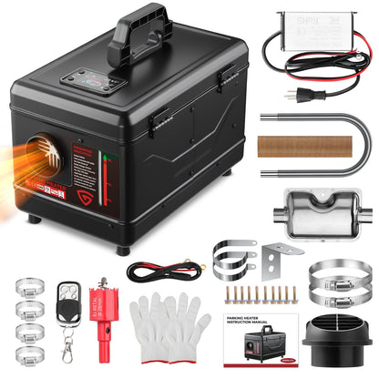 GEARLASSO Diesel Heater 12V/24V/110V 8KW Protable Toolbox Diesel Parking Heater with APP Remote Control and Charger LCD Screen Suitable for Home Shop Garage RV Trailer Boat Camper Black