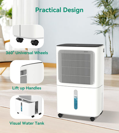 VEAGASO 2500 Sq.Ft Dehumidifier for Basement with Drain Hose, 34-Pint Dehumidifiers for Home, Large Room, Bathroom, Bedroom - 3 Modes, Intelligent Humidity Control, Dry Clothes, 24H Timer