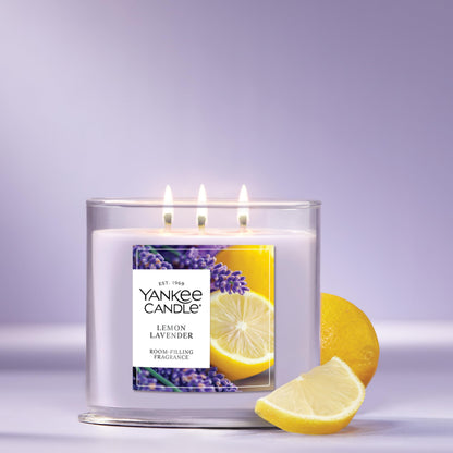 Yankee Candle Lemon Lavender Scented Candle, 14.5oz 3-Wick Candle Jar, Up to 40 Hours Burn Time, Giftable
