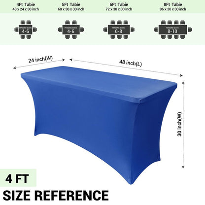 Obstal Spandex Table Cover 6ft Fitted Tablecloth Rectangular - Stretch Rectangle Folding Table Cloth for Birthday Party Wedding Banquet, Royal Blue, 72L x 30W Inch