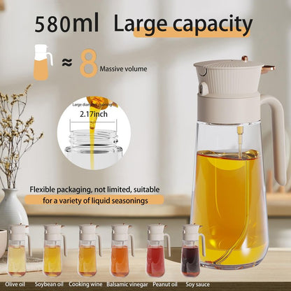 2026 New 19.6oz/580ml Olive Oil Sprayer for Cooking, Leak Glass Olive Oil Dispenser Bottle, 2 in 1 Oil Dispenser and Oil Sprayer, Switch Between Mist & Precision Pour for Air Fryer, BBQ, Salad,Baking