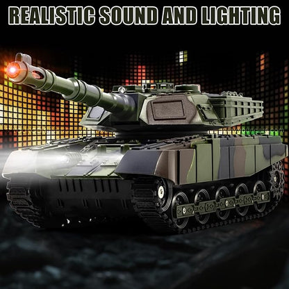 1/28 RC Battle Tank Set Remote Control Army Toy That Shoots for Kids and Adults 2.4G Military Tank Model Toy for Boys Age 6+ Years Old with Sound and Lights