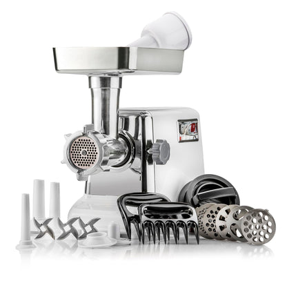 STX International Turboforce 3000 Series 5-in-1 Electric Meat Grinder | 3000W Max | 3-Speed | Size #12 | 5 Grinding Plates | 3 Stainless Steel Blades | Sausage Stuffer | Kubbe Maker & More Included