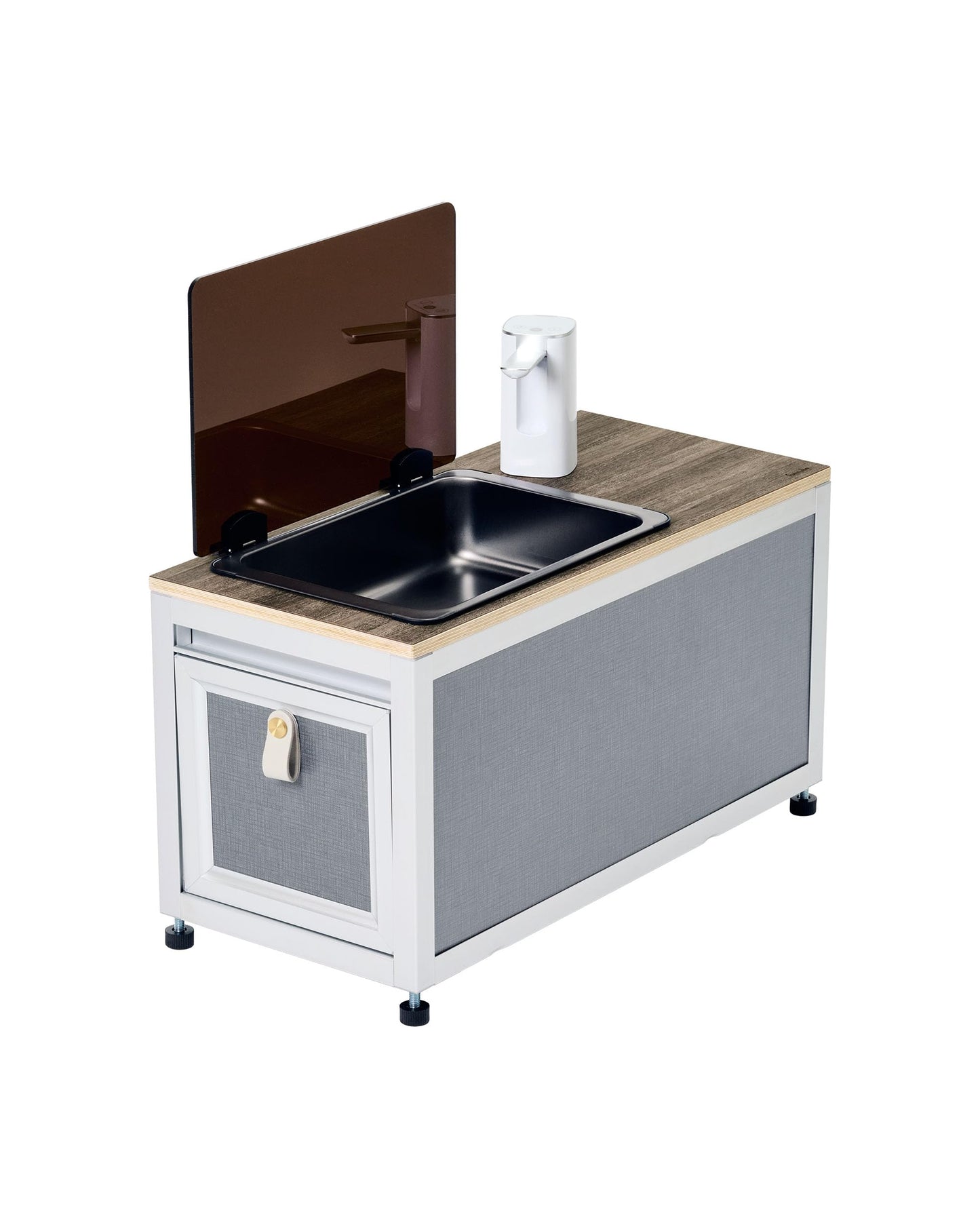 304 Stainless Steel Portable Camping Sink – Heavy Duty Outdoor Handwash Station w/Touchless Faucet, Folding Table & Cabinet – For RV, Backyard & Kids