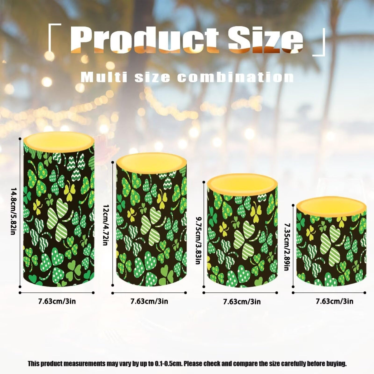 NETILGEN St Patrick's Day Decorative Flameless LED Candles Set of 4 Electric Candles with Remote Timer Control Color Changing, Green Leaf
