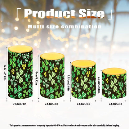 NETILGEN St Patrick's Day Decorative Flameless LED Candles Set of 4 Electric Candles with Remote Timer Control Color Changing, Green Leaf