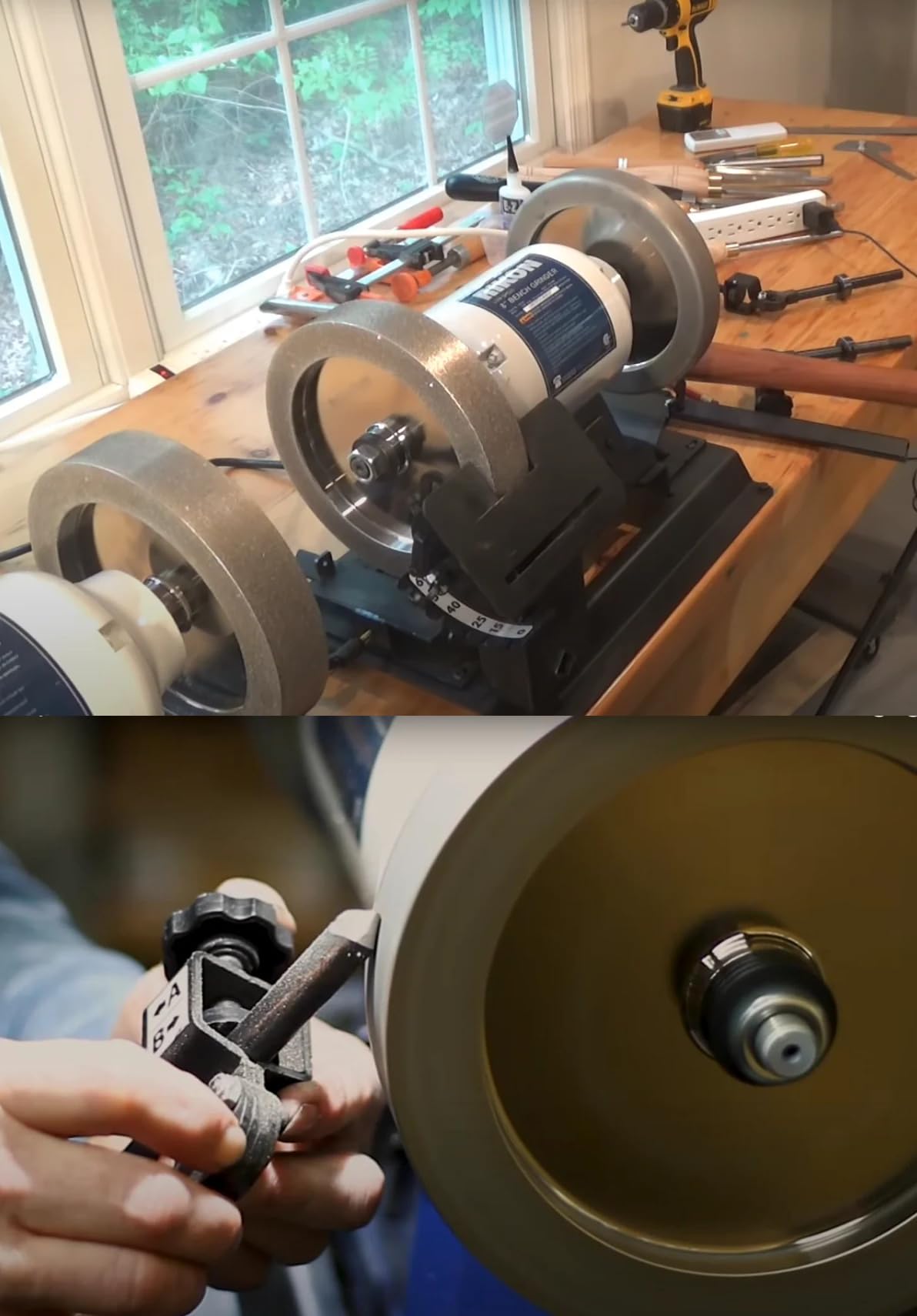 CBN Wheel 8 Inch, CBN Grinding Wheels 8" Diameter, 5/8" Bore, 1.5" Wide, 1" Down the Side, Suitable for Sharpening Woodturning and HSS Tools (600 Grit)