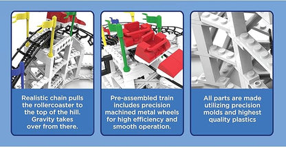 CDX Blocks: Flyer - 539 Pieces Building Brick Set Gravity Powered Roller Coaster Model Promotes STEM Learning