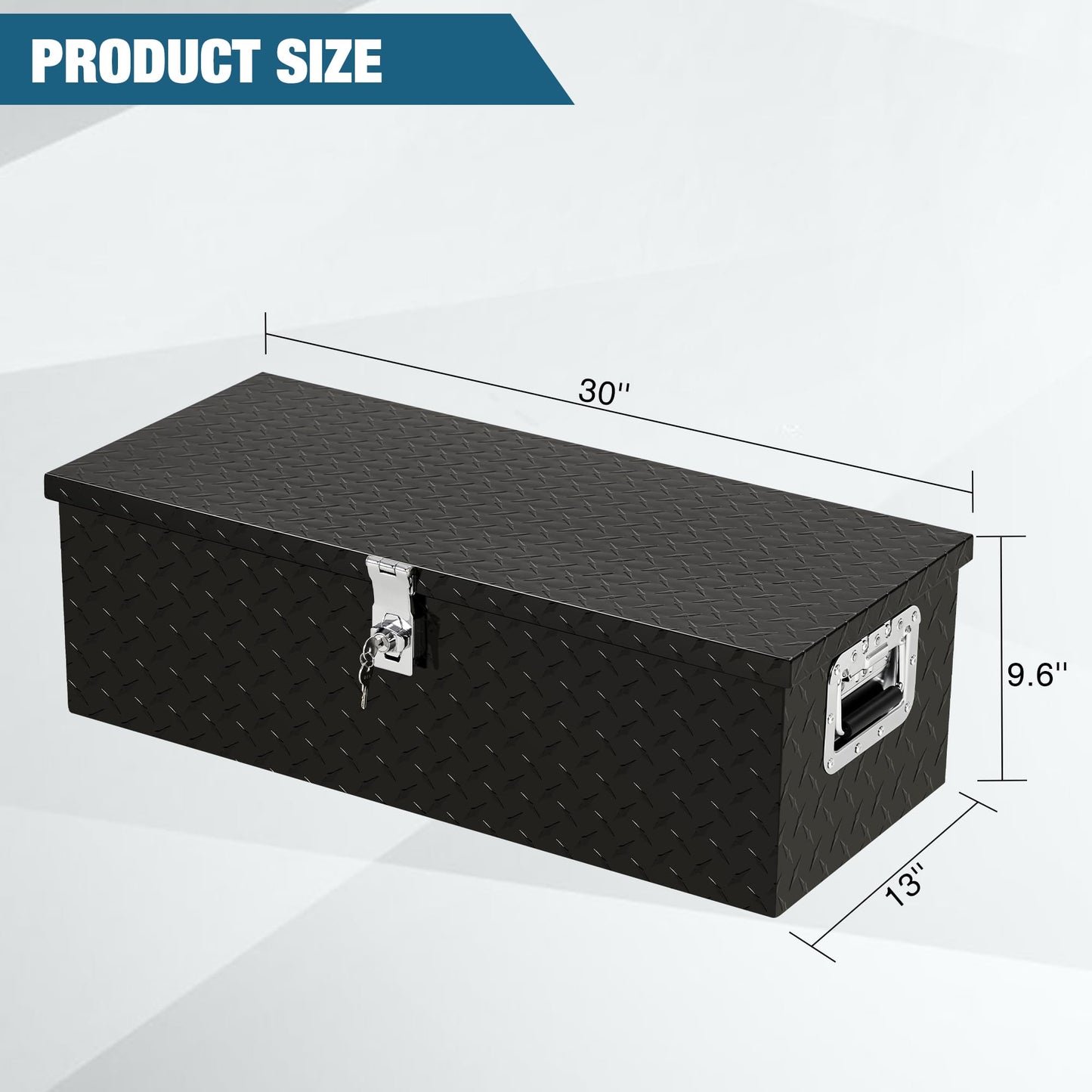 OUTLANE Heavy Duty Aluminum Underbody Truck Tool Box – 30x13x9.6 Inch Diamond Plate Lockable Storage Chest, Waterproof & Rust-Proof, Side Handles, for Pickup Truck Bed, RV, Trailer, Workshop, Garage