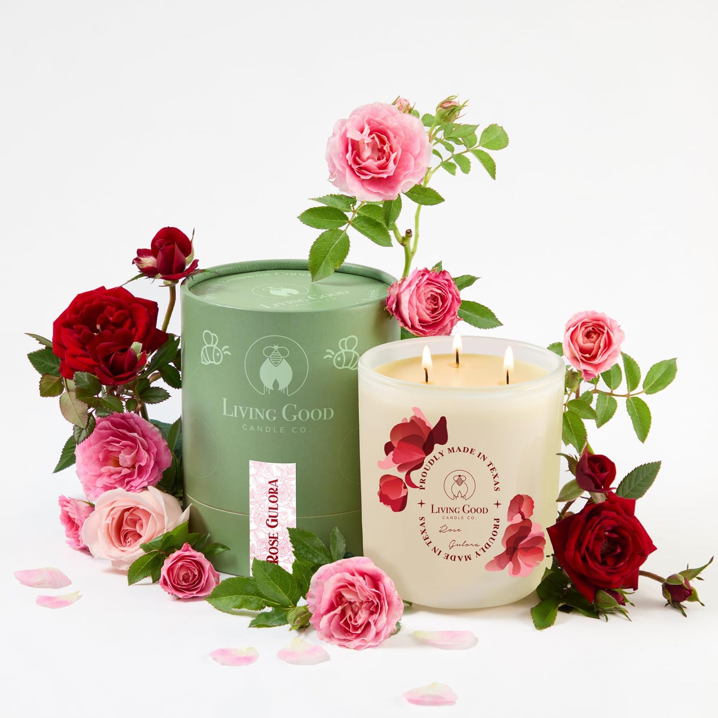 Rose Gulora - Turkish Rose Pure Beeswax Candle - 90+ Hours Long Burning Classically Designed Non-Toxic Scented Candles for Home Decor and Aromatherapy to Stress & Anxiety Relief 15 OZ