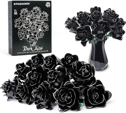 Black Roses Compatible with Lego Roses Bouquet Valentines Day Gifts for Her WomenGirlfriend Wife or Couples Gothic Decor Legi Flowers（No Vase）