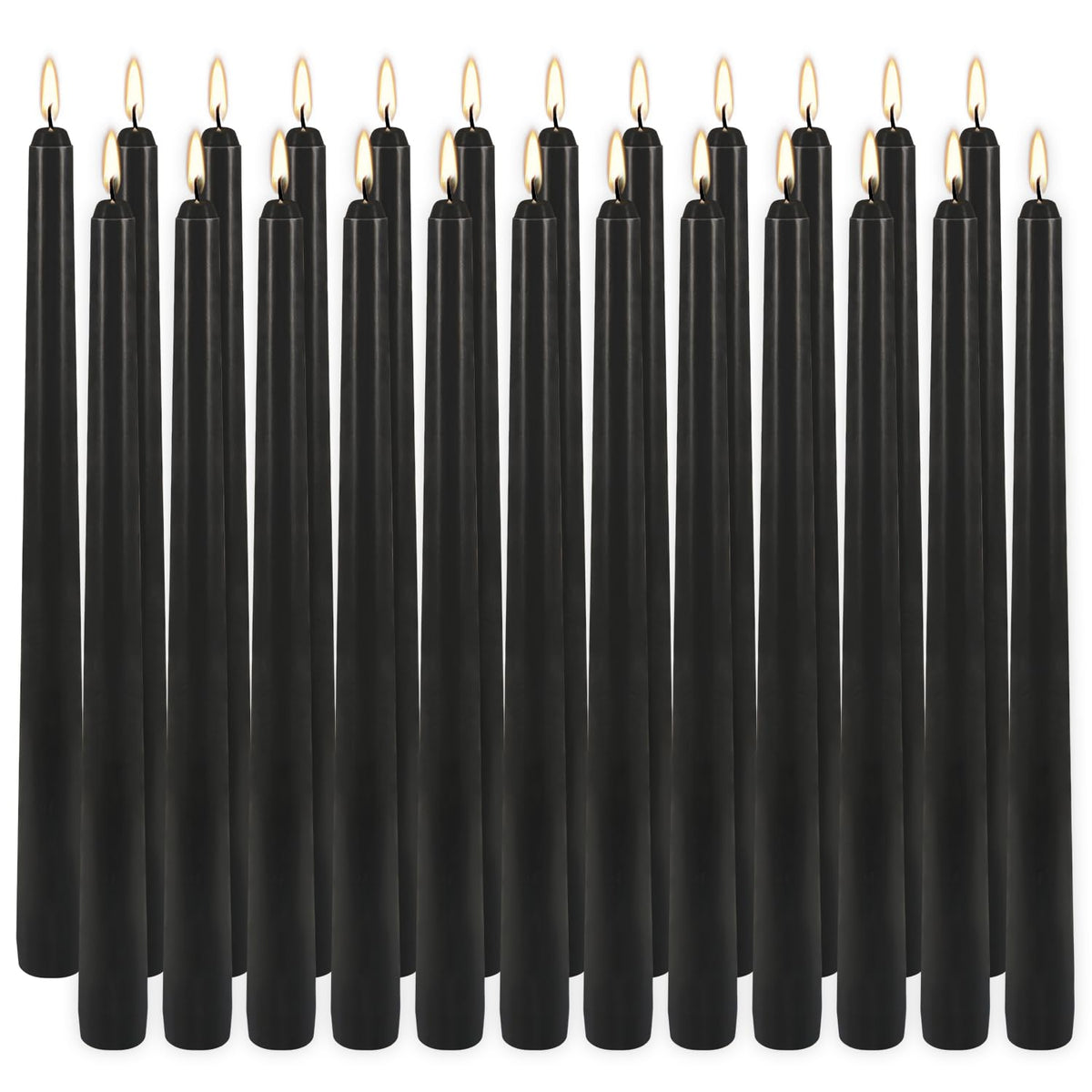 24Pack 10inch Black Taper Candle-Unscented and Smokeless-8hours Long Burning time,Dripless,Ideal for Halloween Taper Candles, Weddings, Dinner,Parties