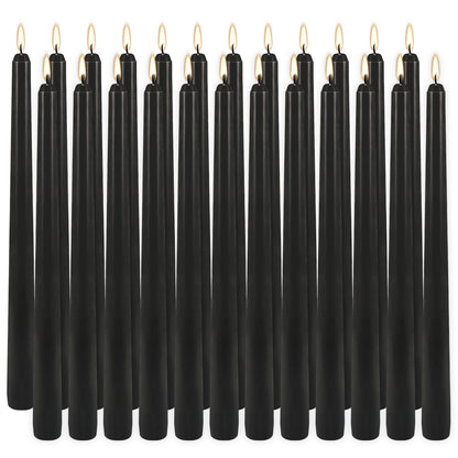 24Pack 10inch Black Taper Candle-Unscented and Smokeless-8hours Long Burning time,Dripless,Ideal for Halloween Taper Candles, Weddings, Dinner,Parties
