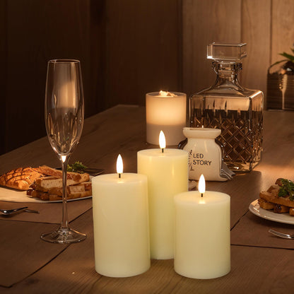 JOIONE Flameless Pillar Candles with Remote, 3 Pack Battery Operated Real Wax LED Candles, Perfect for Home Decorations Fireplace Table, Ivory