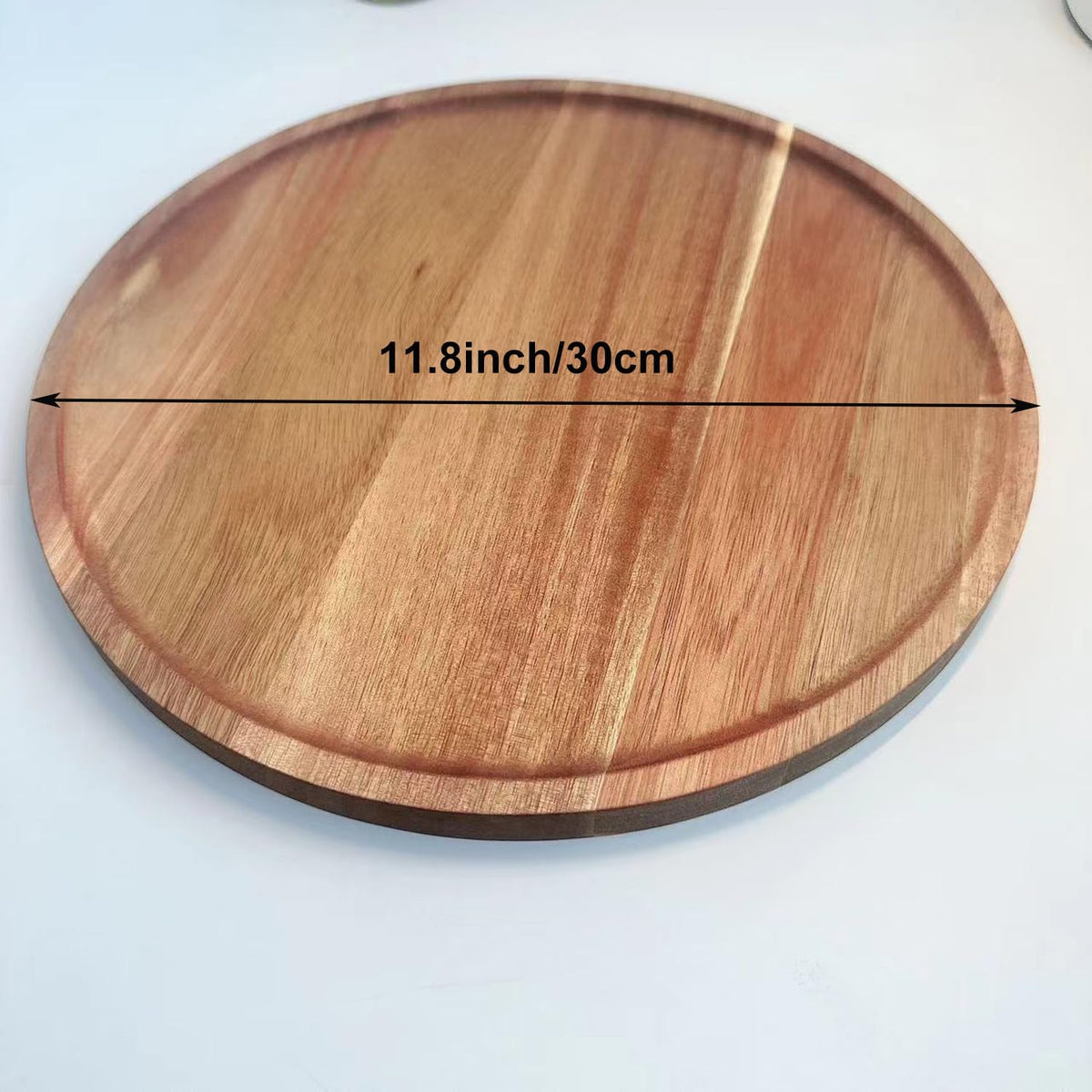 Candle Holder Tray Home Decor, Round Wood Tray for Coffee Table, Small Wooden Serving Decorative Trays for Home (1, 11.8inch)