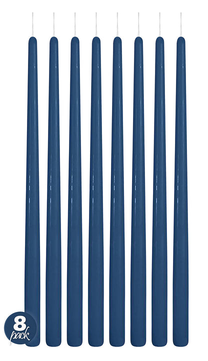 Hyoola Tall Taper Candles - 16 Inch Midnight Blue Unscented Dripless Taper Candles - 14 Hour Burn Time - 8 Pack