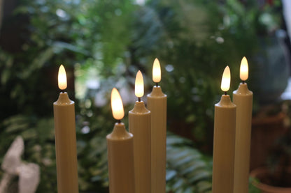 6 Pack LED Windows Candles with 12 AA Batteries(Include,Run More Than 400 Hours) + 6 Silver Removable Candlesticks + 6 Suction Cup,10'' Ivory Flameless Battery Taper Window Candle Light with Remote