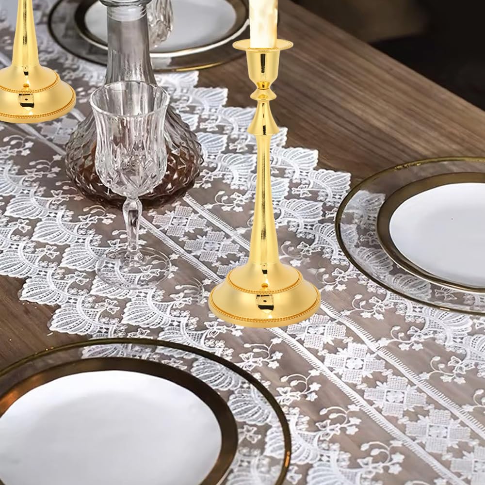 MOUMOUTEN Candelabra,2Pcs 1 Arm Gold Candlestick Holder Length 25cm Decorative Ambience Ornament for Home,Wedding, Restaurant and Other Occasions