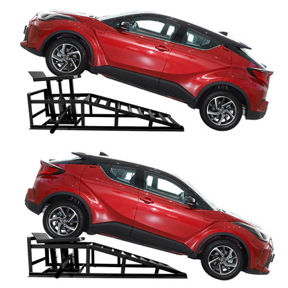 Rovibek 2 Pack Hydraulic Car Ramps, 11000LBS 5T Car Ramp High Lift 11.6"-16.5", Heavy Duty Steel Car Lift Ramp, Automotive Truck Service Ramps for Oil Changes Maintenance, Black