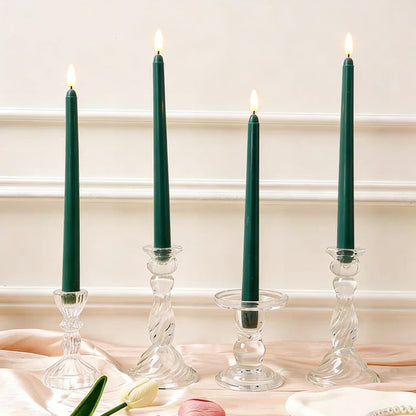 Ni-JASW Green Flameless Taper Candles with Remote, Flickering Battery LED Candlesticks Spring Home Decor Set of 4
