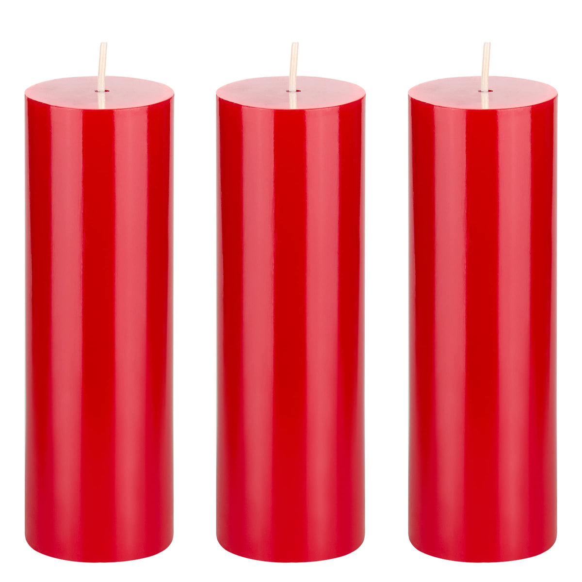 Mega Candles 3 pcs Unscented Solid Red Pillar Candles, Hand Poured Premium Wax Candle 2 Inch x 6 Inch, Home Décor, Spas, Weddings, Occasions, Party, Centerpieces, Holidays, Vigils, Prayers
