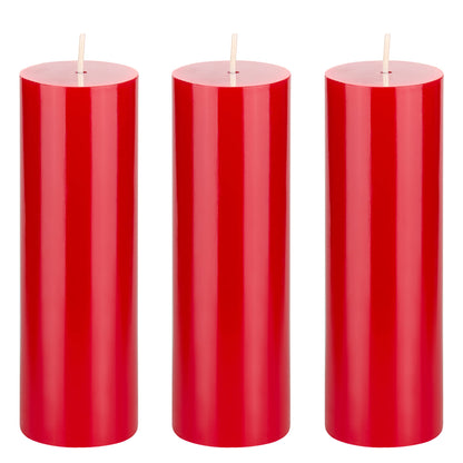 Mega Candles 3 pcs Unscented Solid Red Pillar Candles, Hand Poured Premium Wax Candle 2 Inch x 6 Inch, Home Décor, Spas, Weddings, Occasions, Party, Centerpieces, Holidays, Vigils, Prayers