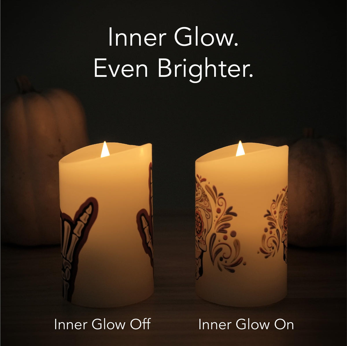 Softflame Halloween Flameless LED Candles with Remote Control, 3"x 5"Battery Operated Pillar Real Wax with Timer for Halloween Decorations, Ghost House Candle
