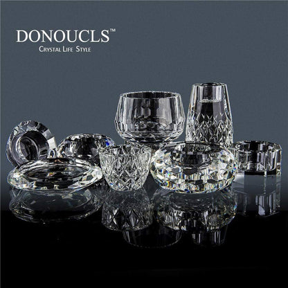 DONOUCLS Crystal Candle Holders Pillar Candlestick Decorations for Home Party Dinner Christmas Suitable for Large Cylindrical Candles Hand-Cut 4.3'' X 1'' Clear