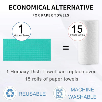 Homaxy 100% Cotton Terry Kitchen Dish Cloths, Ultra Soft and Absorbent Dish Towels for Kitchen, Suitable for Drying and Washing Dishes, 12 Pack, 12 x 12 Inches, Turquoise
