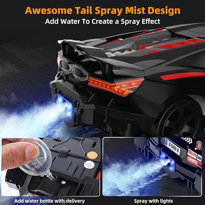RC Drift Car Drifting RC Car 1/24 4WD Drift Cars Remote Control 2.4GHz Racing RC Vehicle with LED Lights Rechargeable Battery and Drifting Tires Racing Sport Toy Cars for Adults Boys Kids