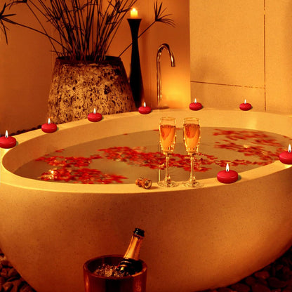 JEQUD Red Floating Candles, 2 inch, 6 Pack, Unscented, 5-6 Hours Long Burning, Wedding, Proposal Decorations