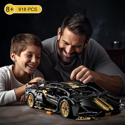Sport Car Building Block Sets for AdultsTechnical Black Race Car Collectible 1:14 Model Scale MOC Engineering Toys Kits Birthday Gifts for Boys Men Teens Car Fans Age 8+ 8-12 12 13 14 14+