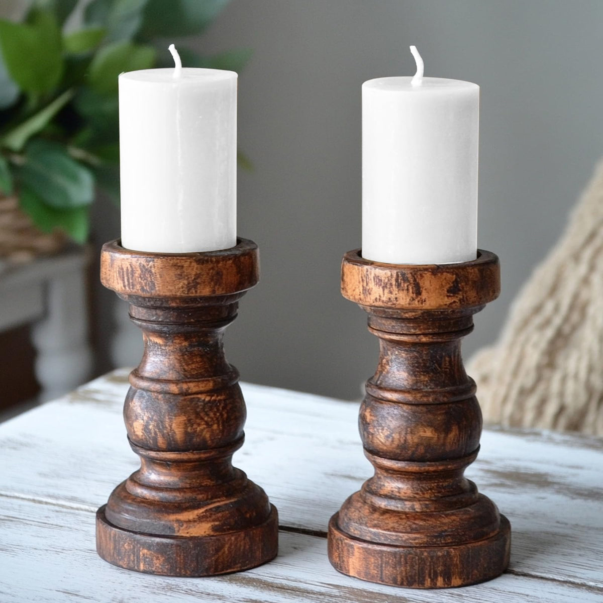 2.75“ x 4” Hand Poured Unscented Candles, Dripless Pillar Candles Set of 6, Long Burning, Clean and Neat, Burn Time Approx. 90 Hours, Rustic, Weddings, Dinner Parties, Christmas, and Home Décor