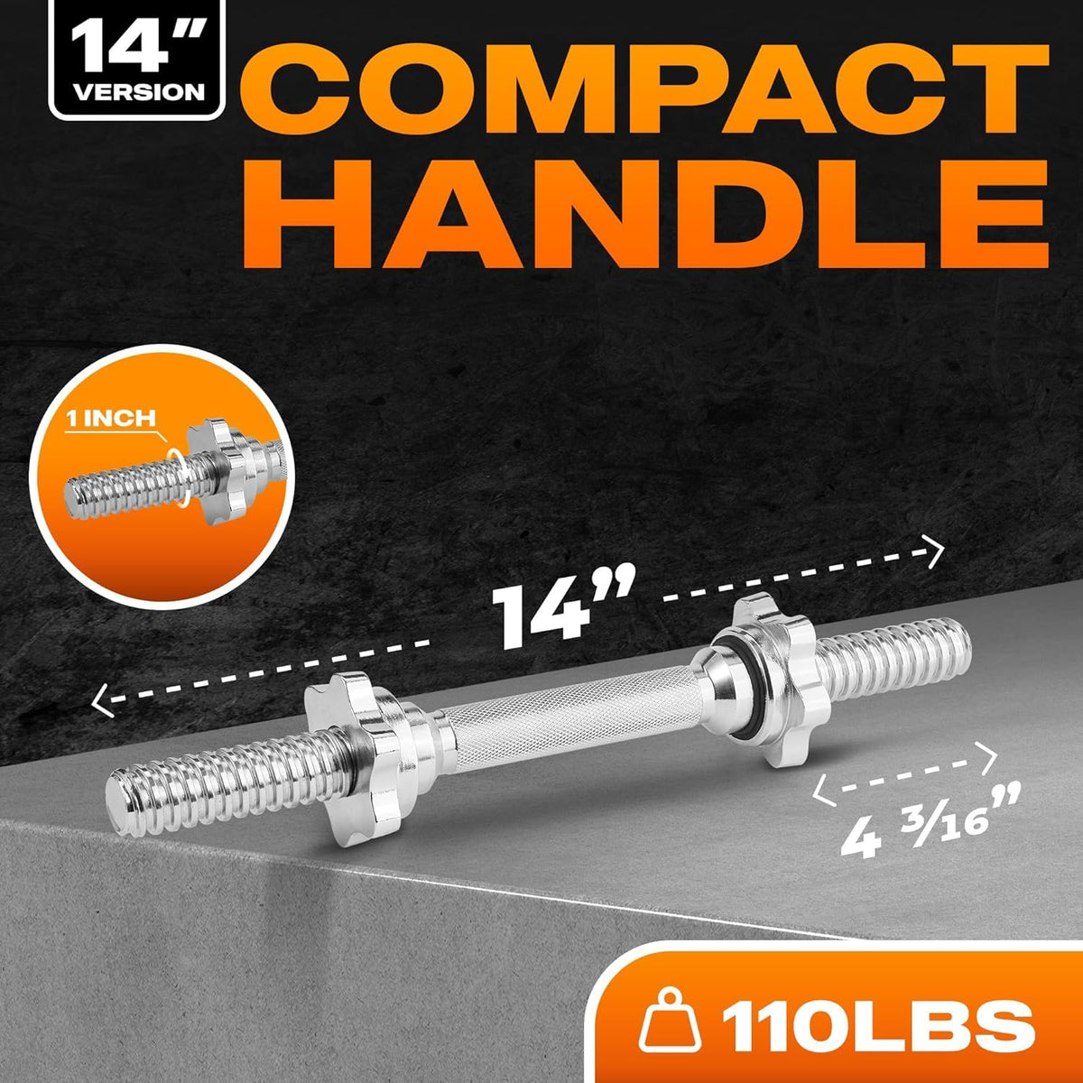 Yes4All Dumbbell Handles with Collars Standard for 1-inch Plates Weight Set (Chrome, Set of 2)